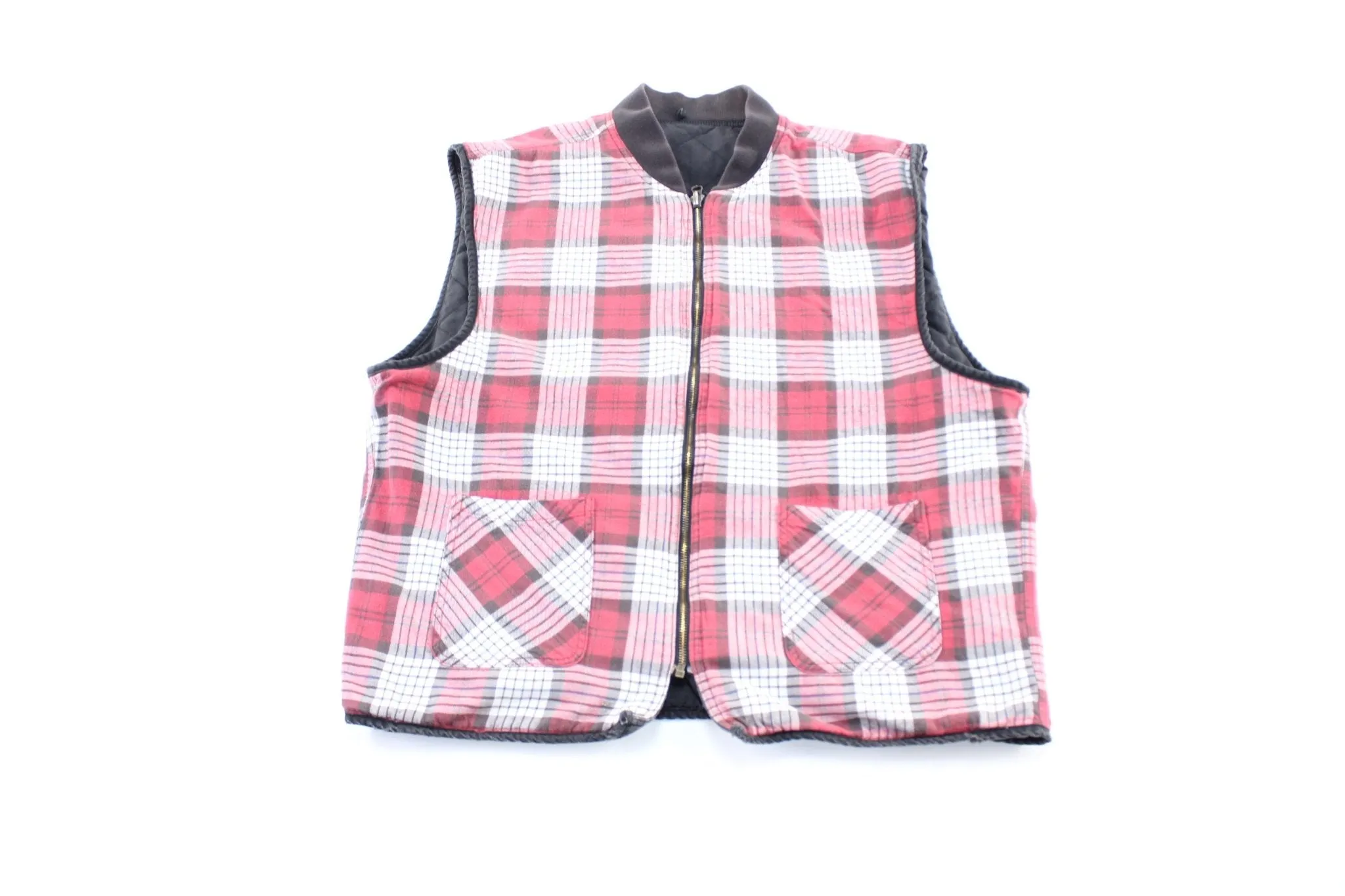 90's Marlboro Country Store Plaid Reversible Zip Up Vest
