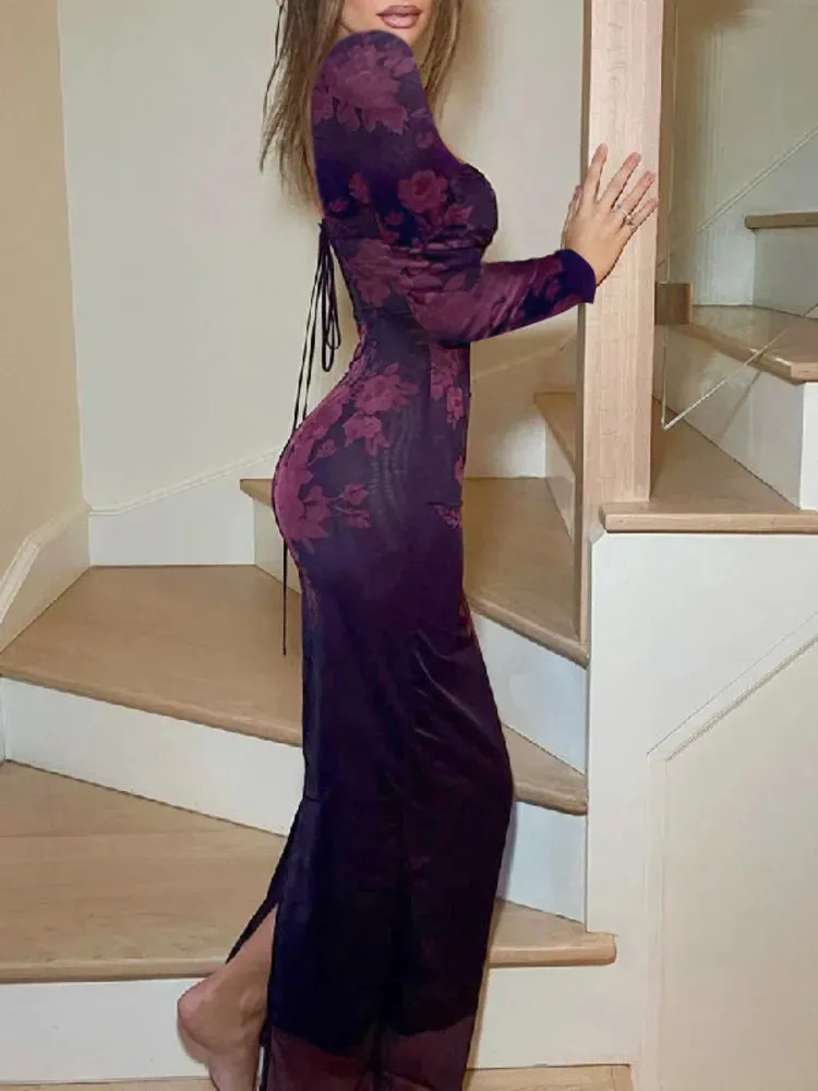 A&A Luxe Rosa Backless Strap Maxi Bodycon Dress