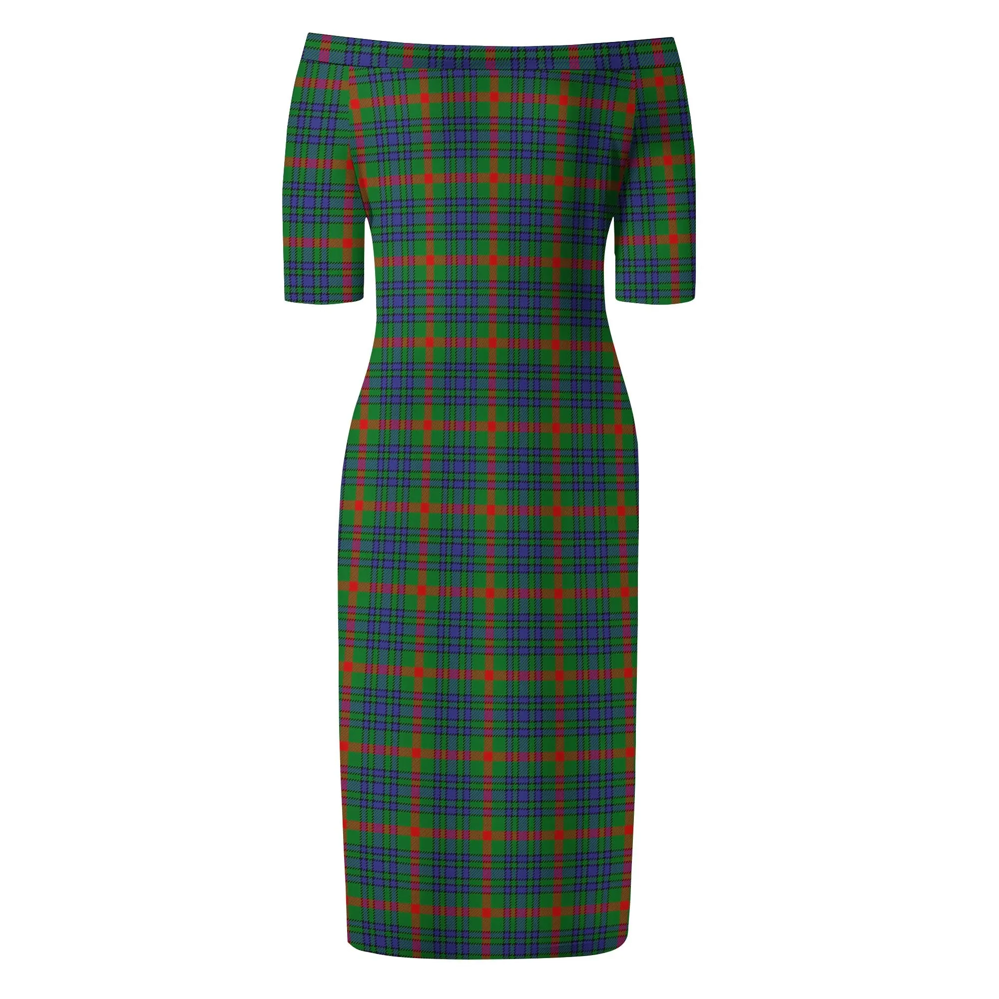 Aiton Tartan Off Shoulder Lady Dress