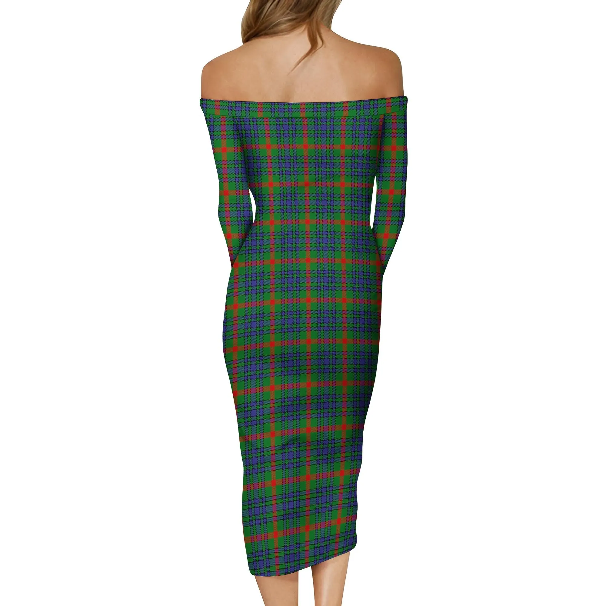 Aiton Tartan Off Shoulder Lady Dress