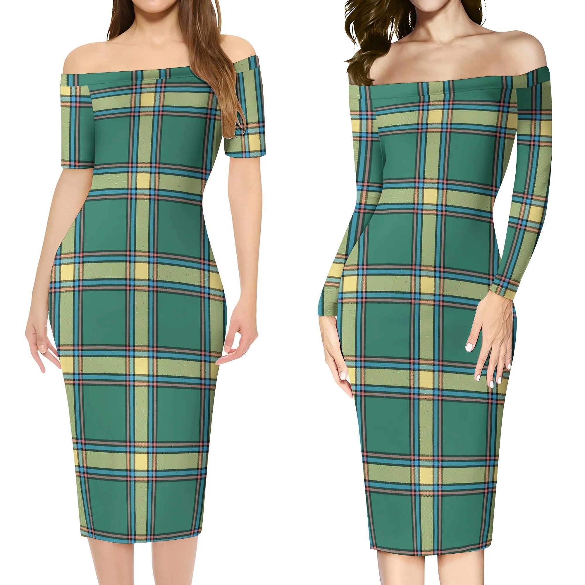 Alberta Province Canada Tartan Off Shoulder Lady Dress
