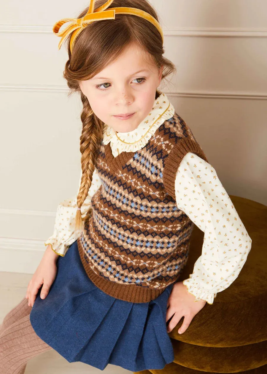 All Over Fair Isle Vest in Camel (4-10yrs)