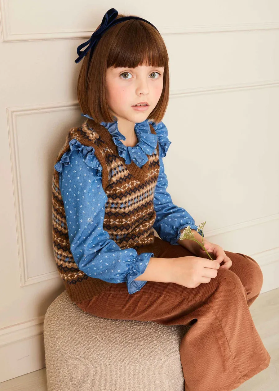 All Over Fair Isle Vest in Camel (4-10yrs)