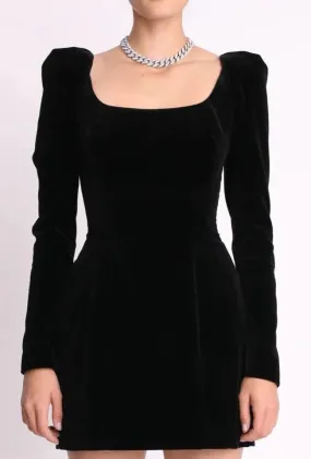 Aqua Women's Black Velvet Square Neck Night out Romper