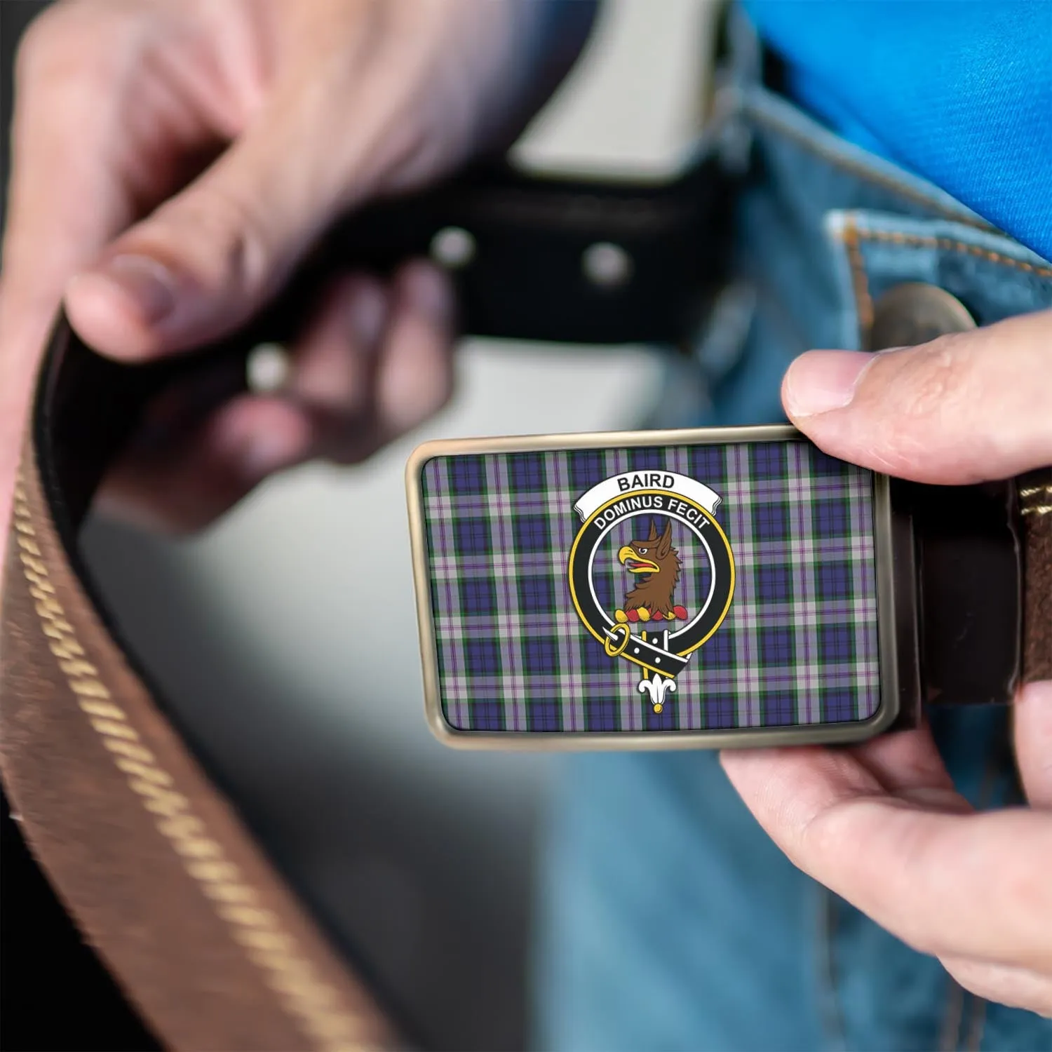 Baird Dress Tartan Belt Buckles with Family Crest