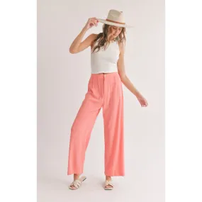 BOTANICAL LINEN BACK ELASTIC TROUSERS