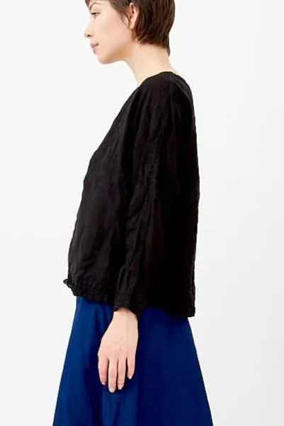 Chez Vidalenc - Black Linen Carré Top