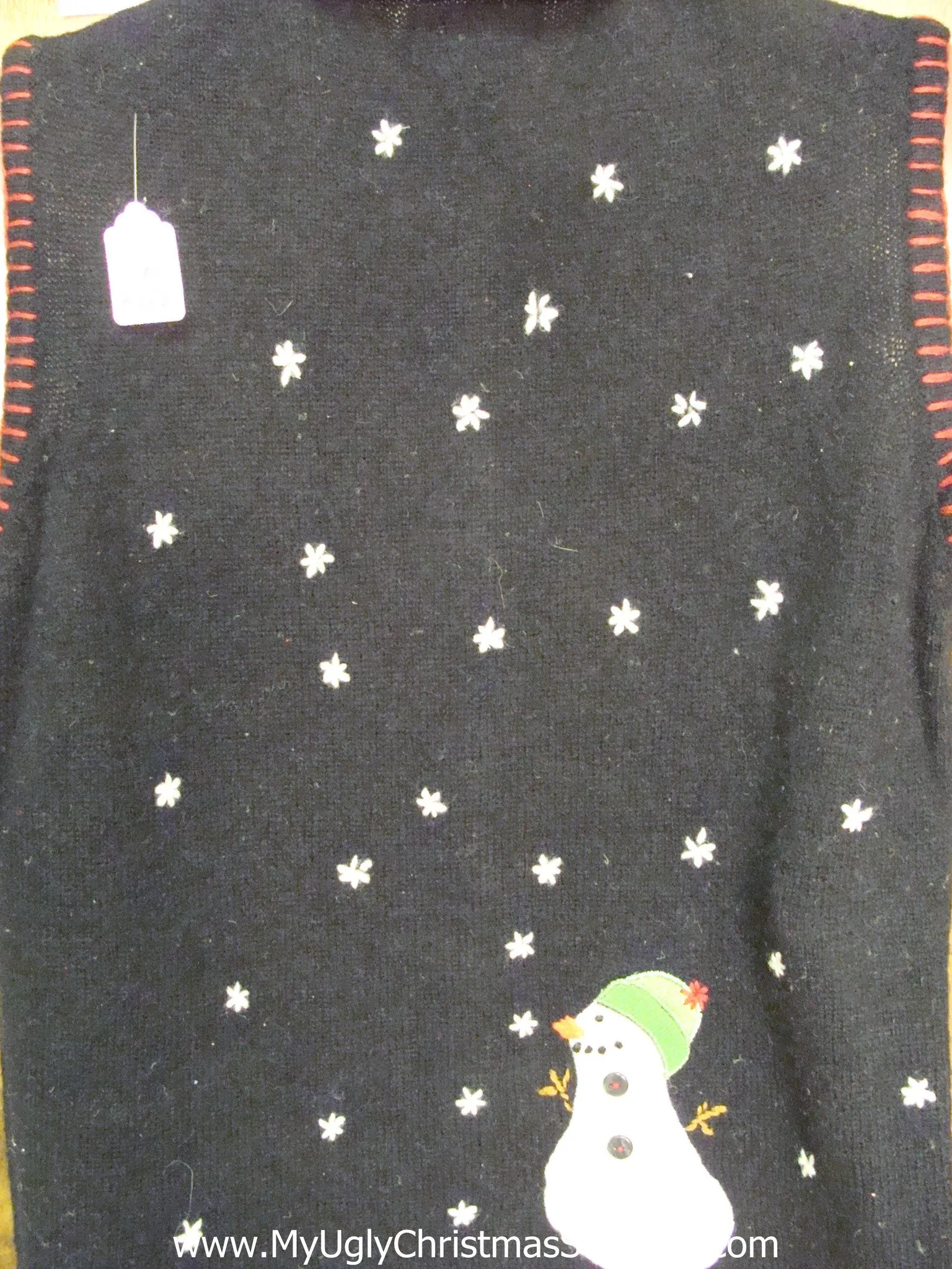 Corny Black Christmas Sweater Vest with Snowmen