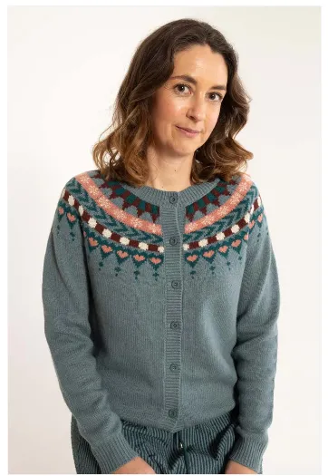 Danefae danefondue wool cardigan blue grey