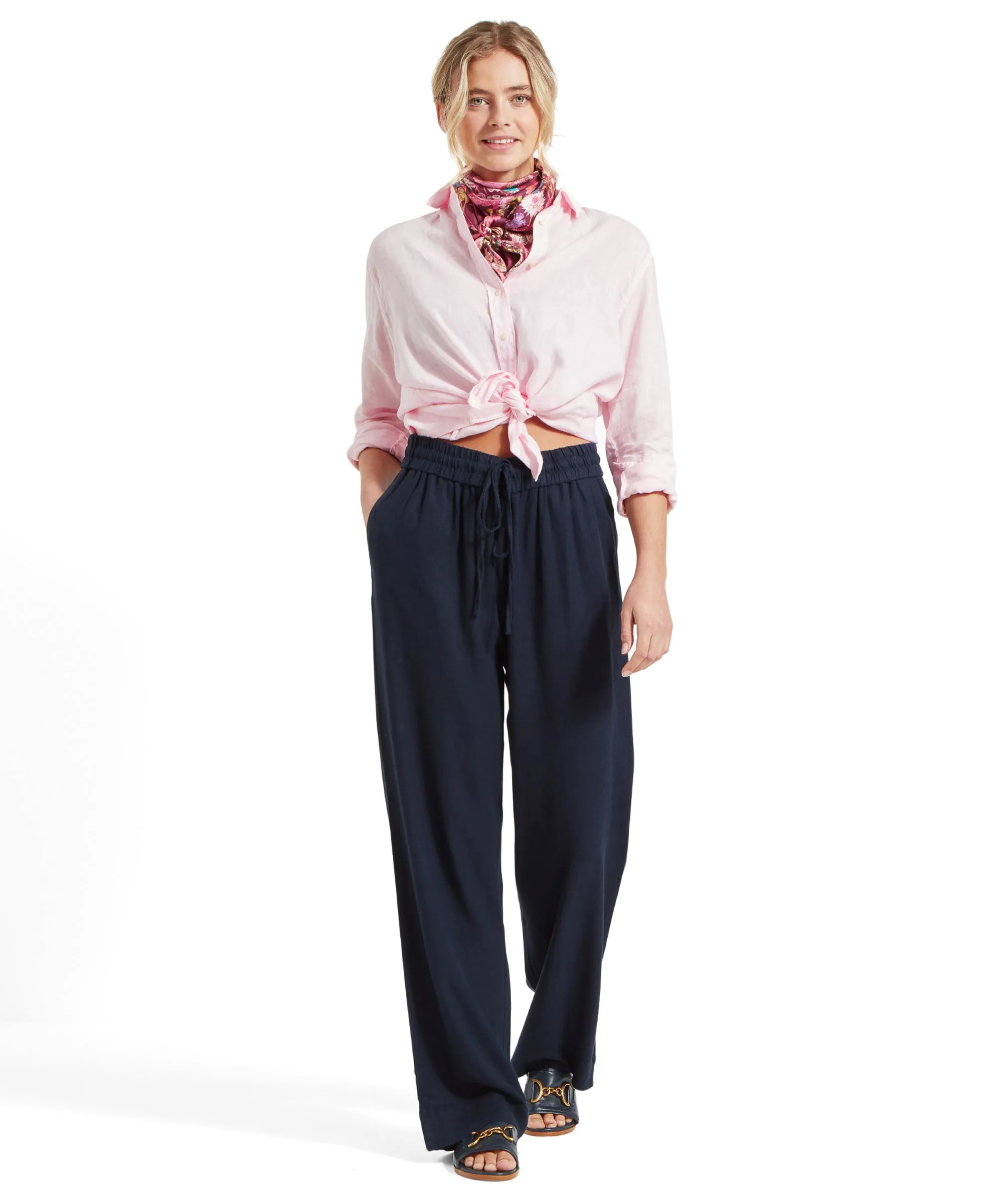 Daphne Linen Trousers - Navy