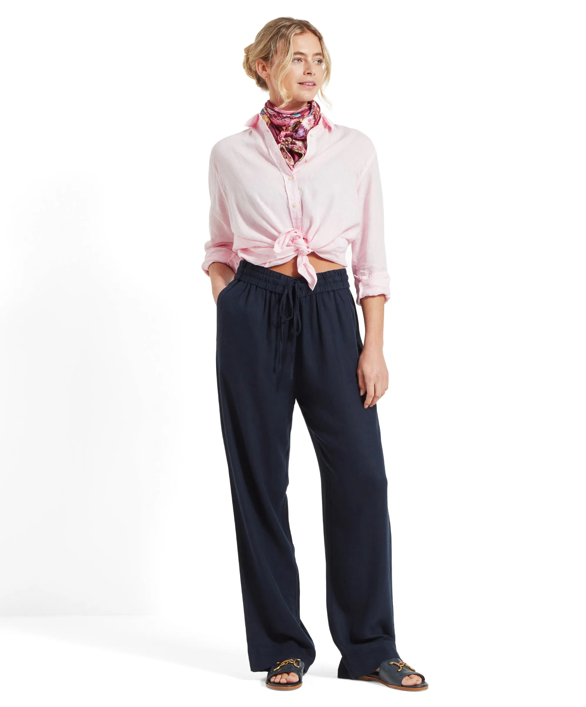 Daphne Linen Trousers - Navy