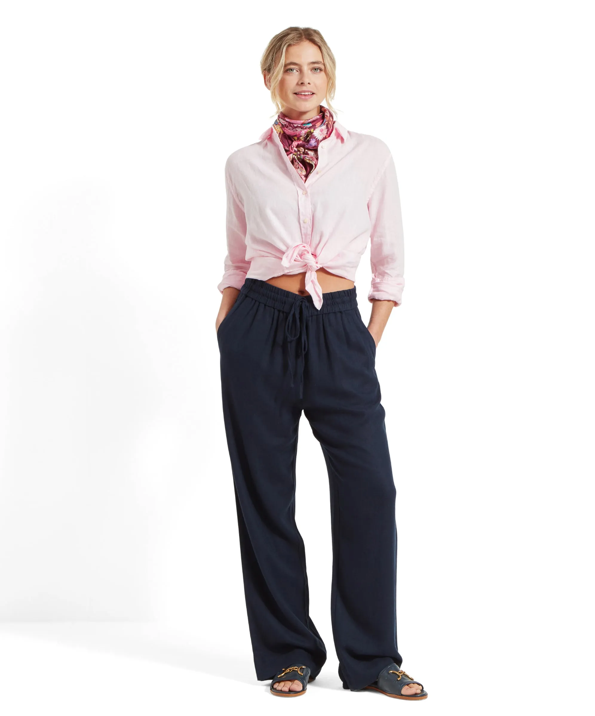 Daphne Linen Trousers - Navy