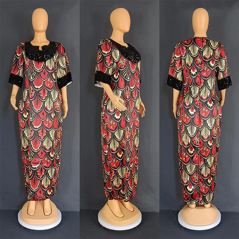 European and American Satin Bead Gown Dress