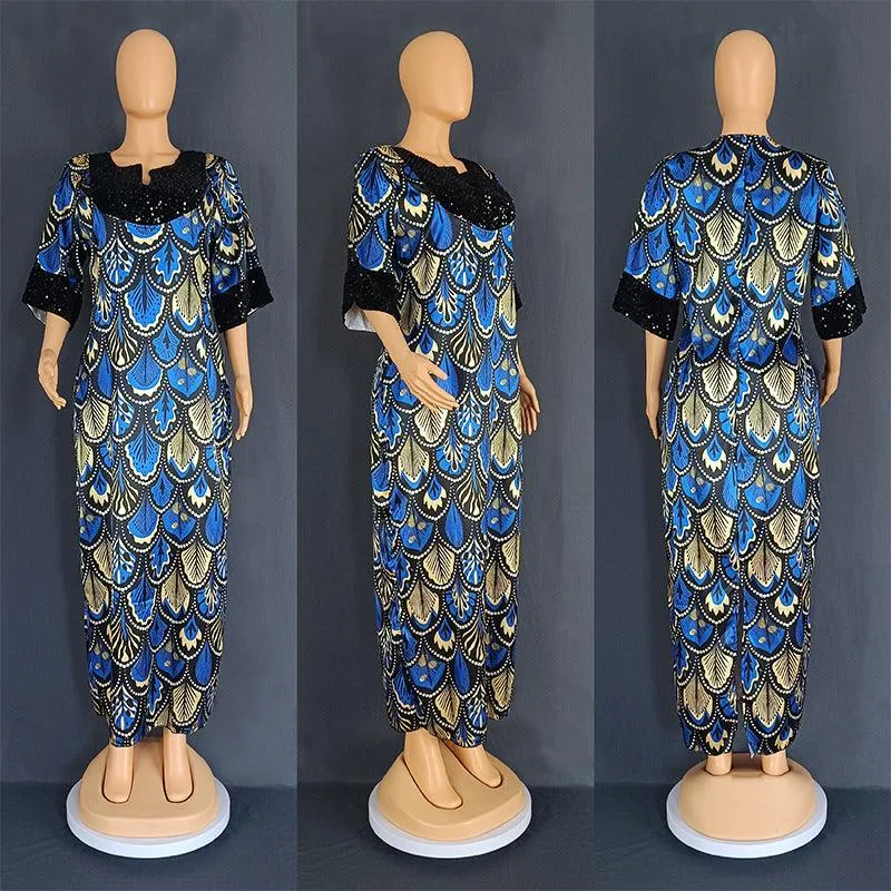 European and American Satin Bead Gown Dress