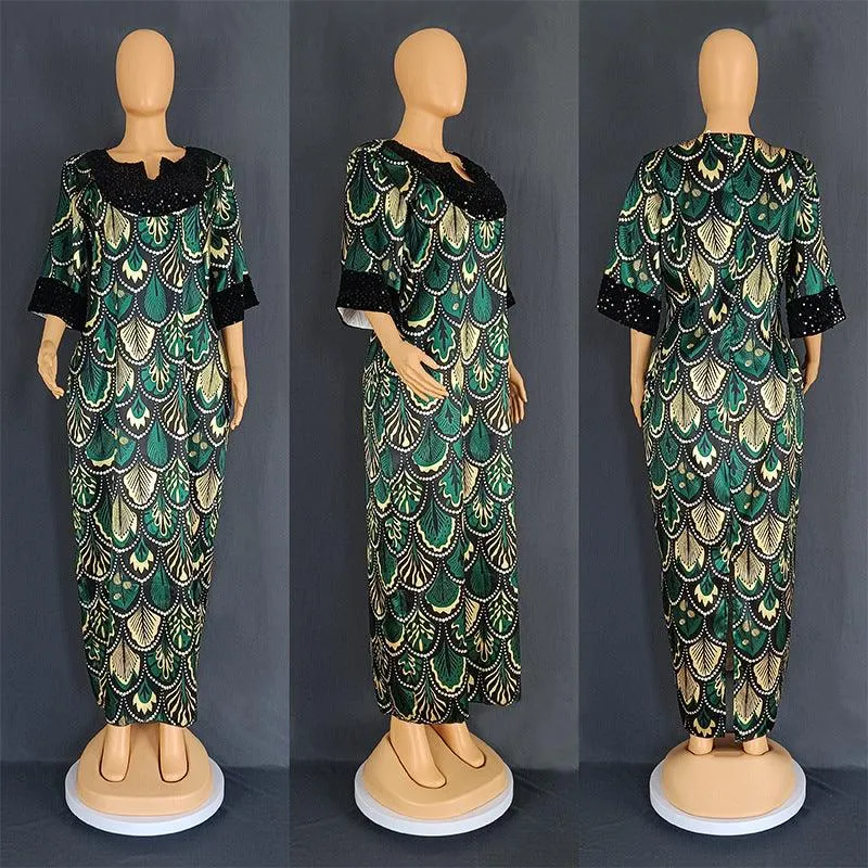 European and American Satin Bead Gown Dress