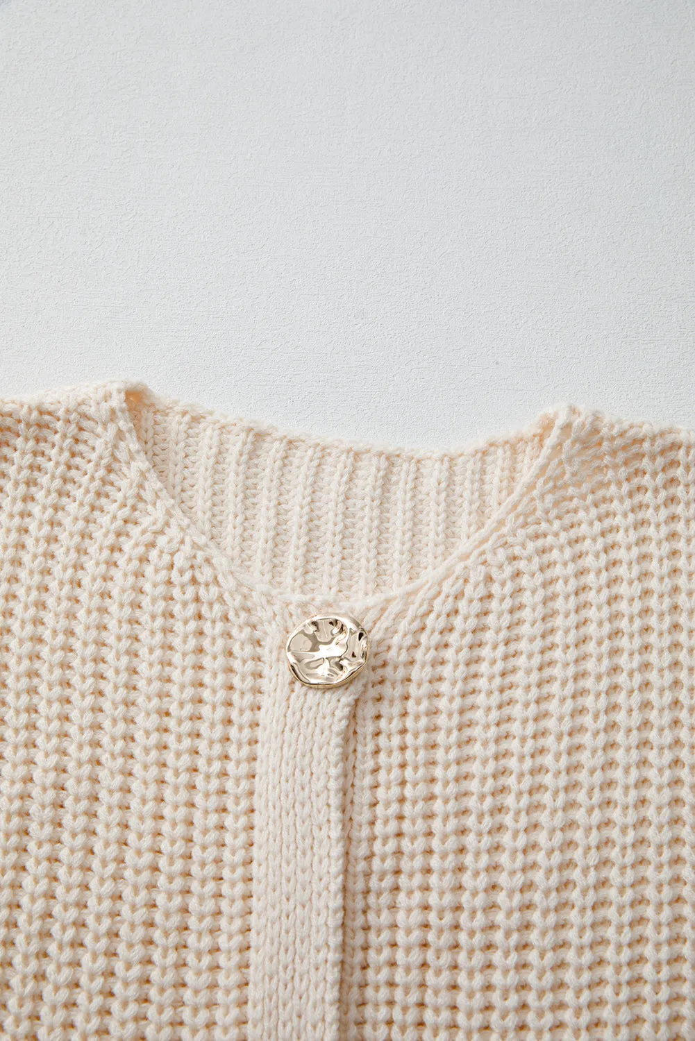 Fiery Red Solid Textured Knit Side Pockets Buttoned Sweater Vest