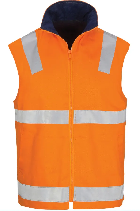 HiVis Cotton Drill Reversible Vest with Generic R/Tape