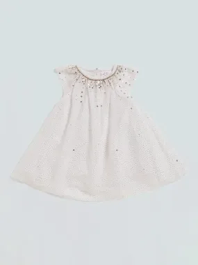 HOP Baby White Embellished Lily Flared Dress