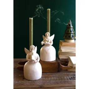 Kalalou - SET OF TWO CLAY ANGELS TAPER HOLDERS - GCS1015