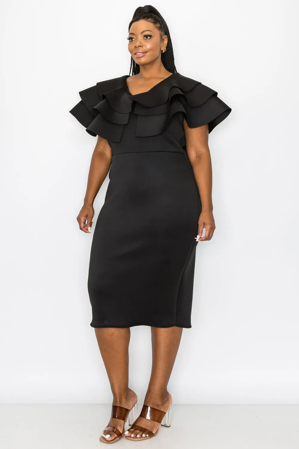 Kyra Cascading Midi Dress