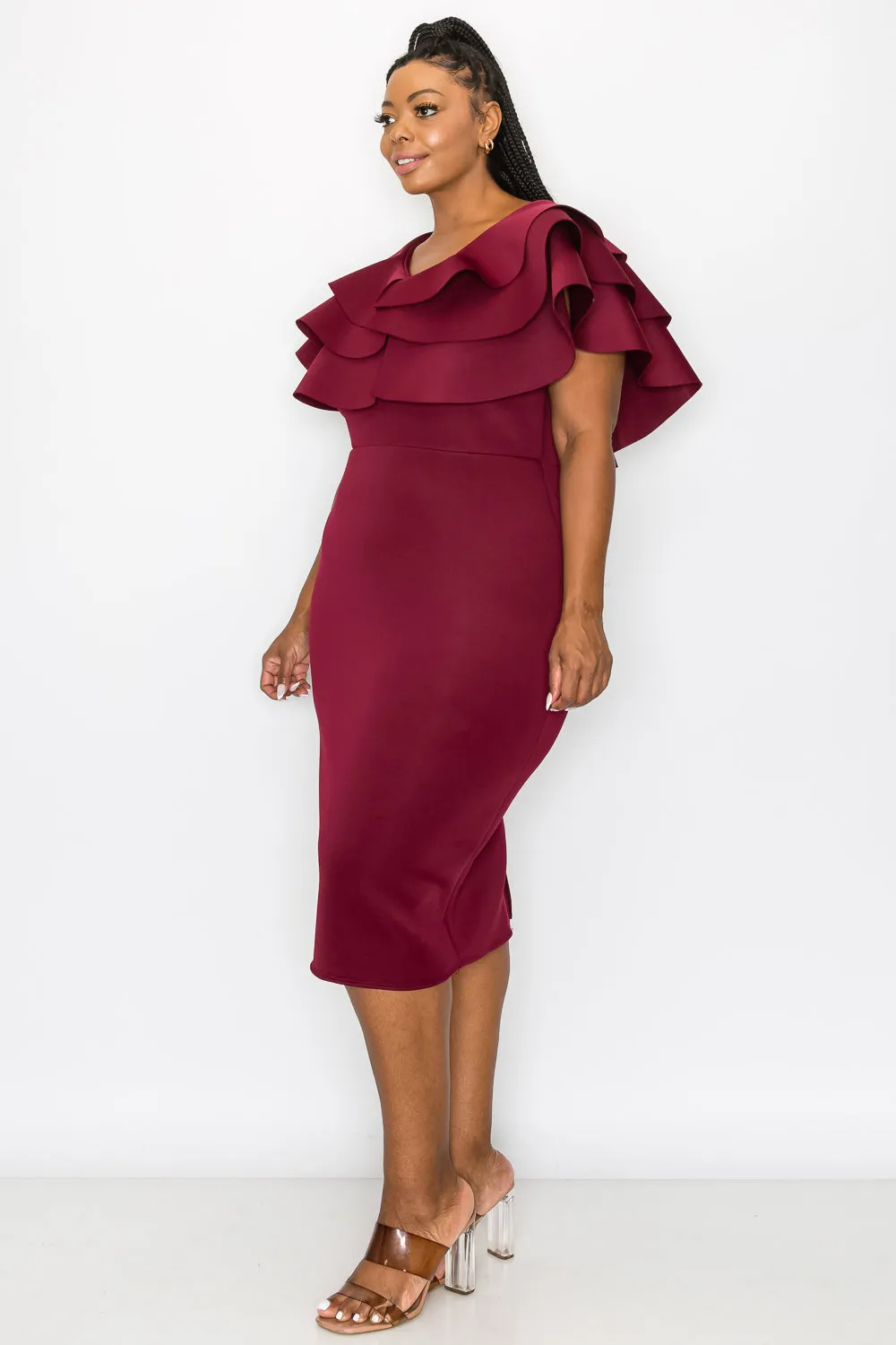 Kyra Cascading Midi Dress