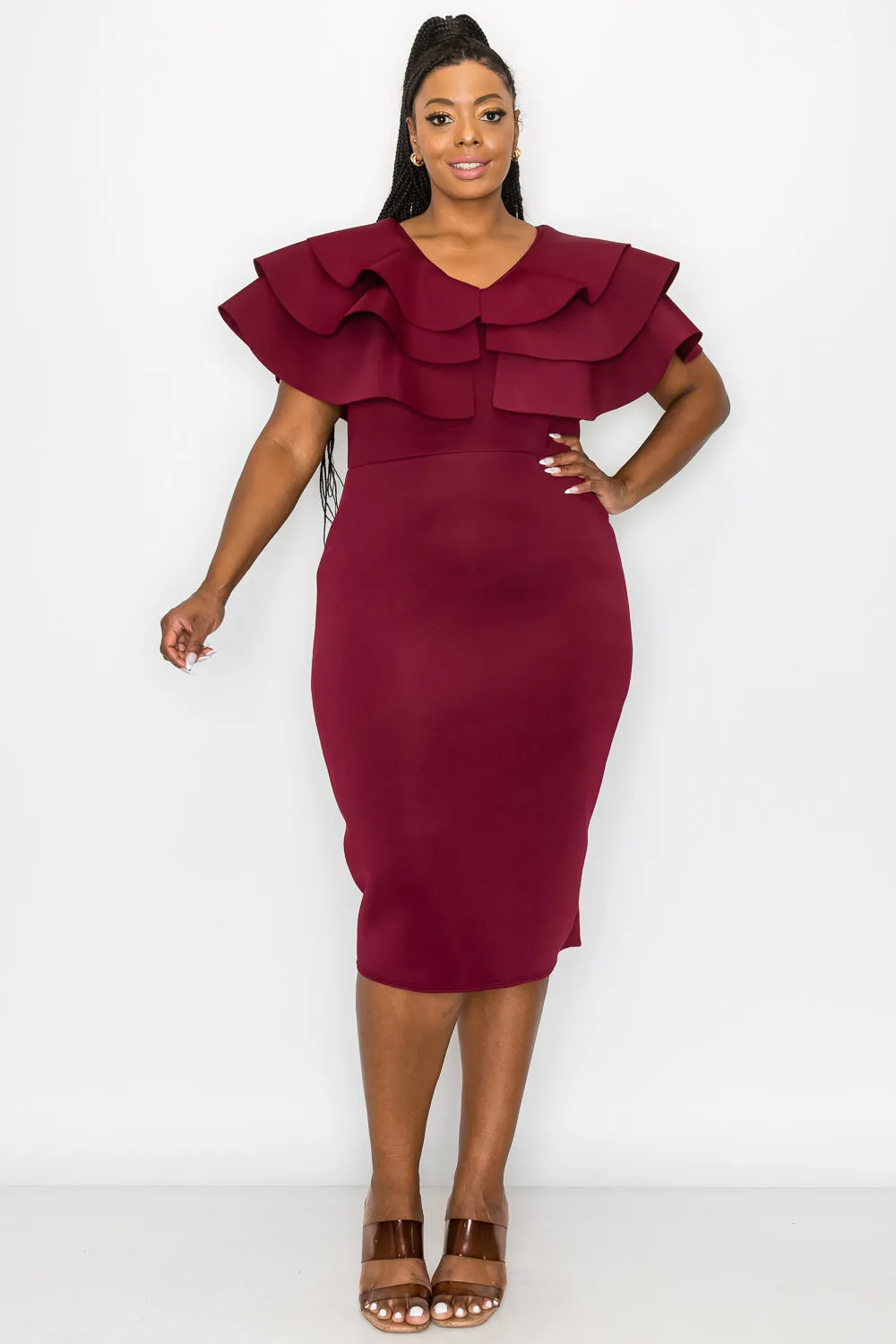 Kyra Cascading Midi Dress