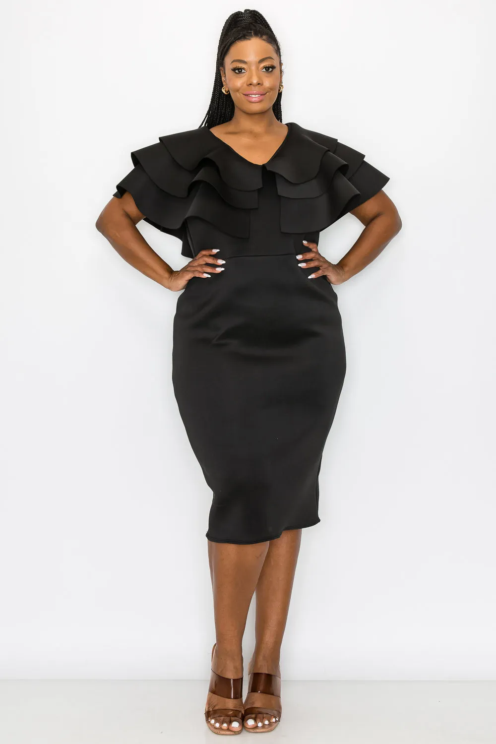 Kyra Cascading Midi Dress