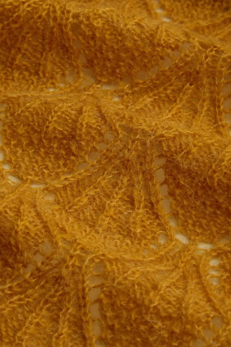 Lang gebreid geel vest | King Louie cardi long pallazzone sunset yellow