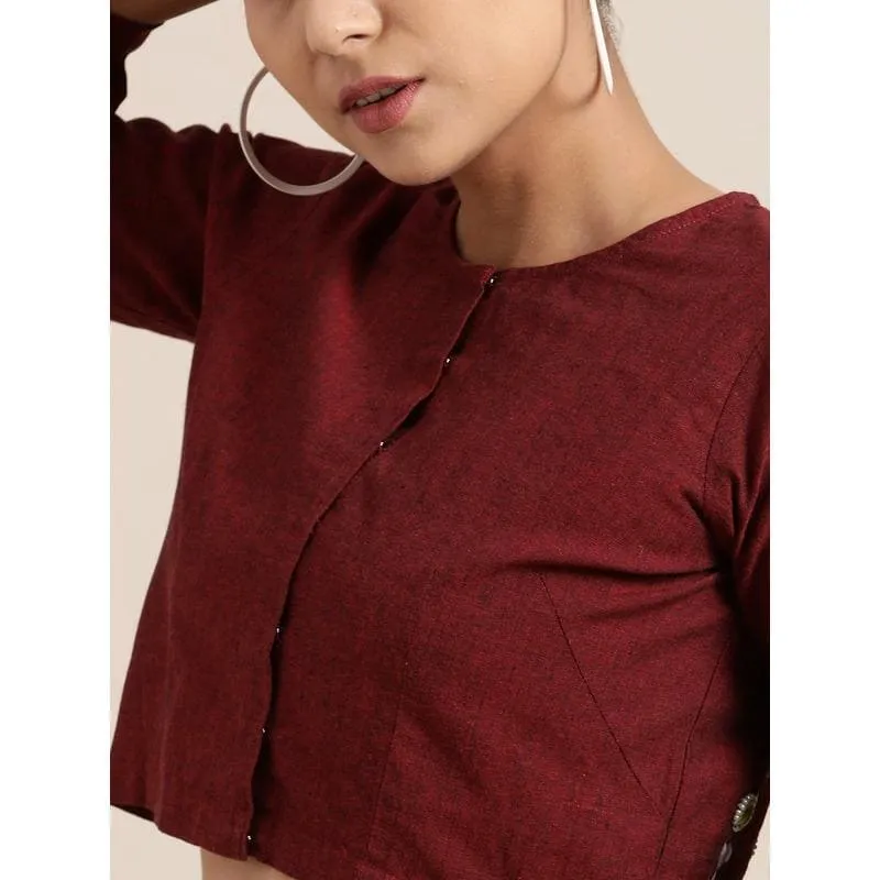 Maroon amirtoe Work Crop Top/Blouse