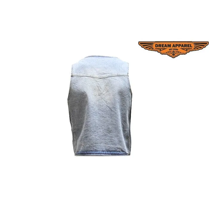 Mens Plain Denim Vest 2 Front and 2 Inside Pockets