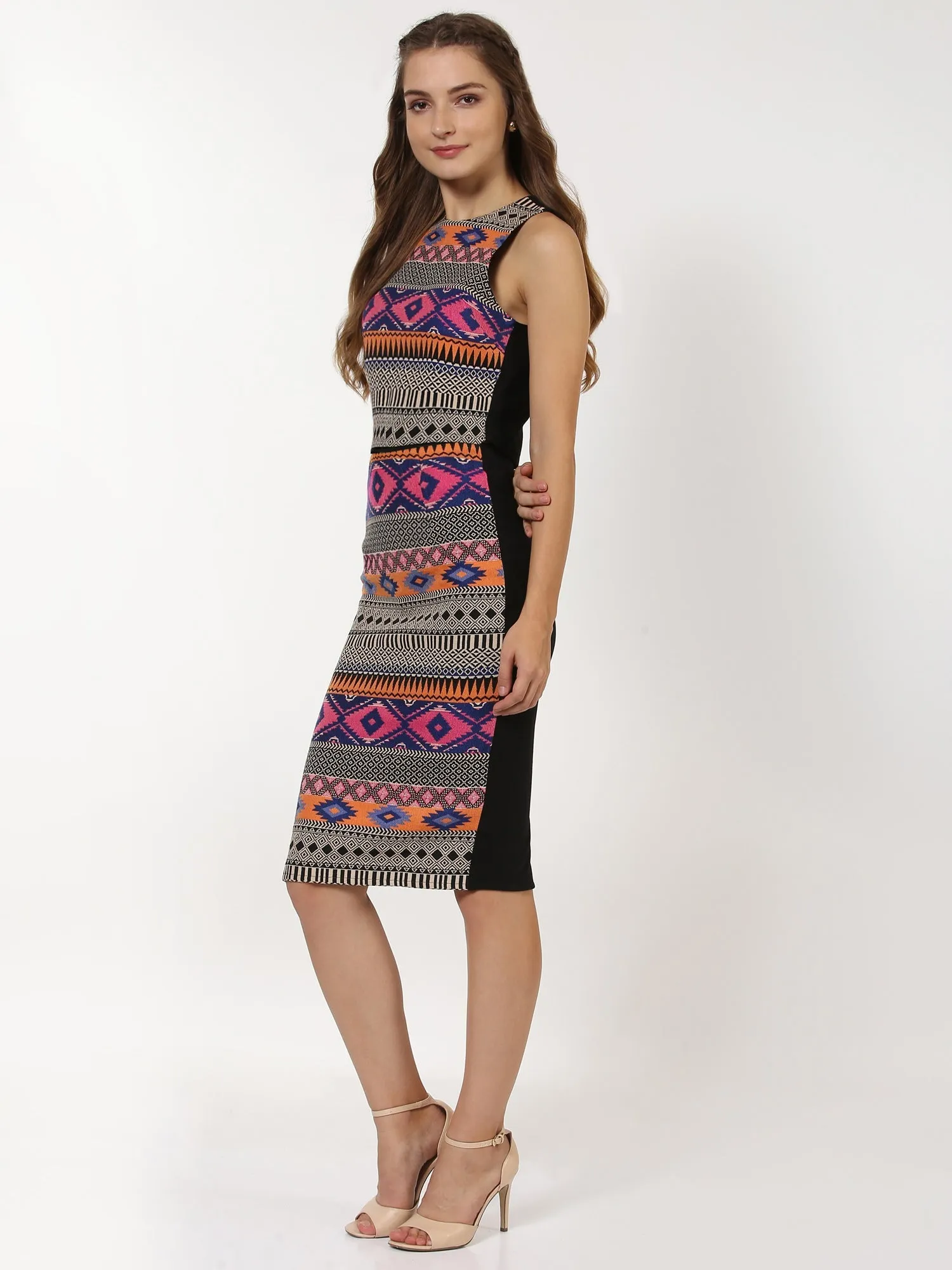 Multicolored Jacquard Bodycon Dress