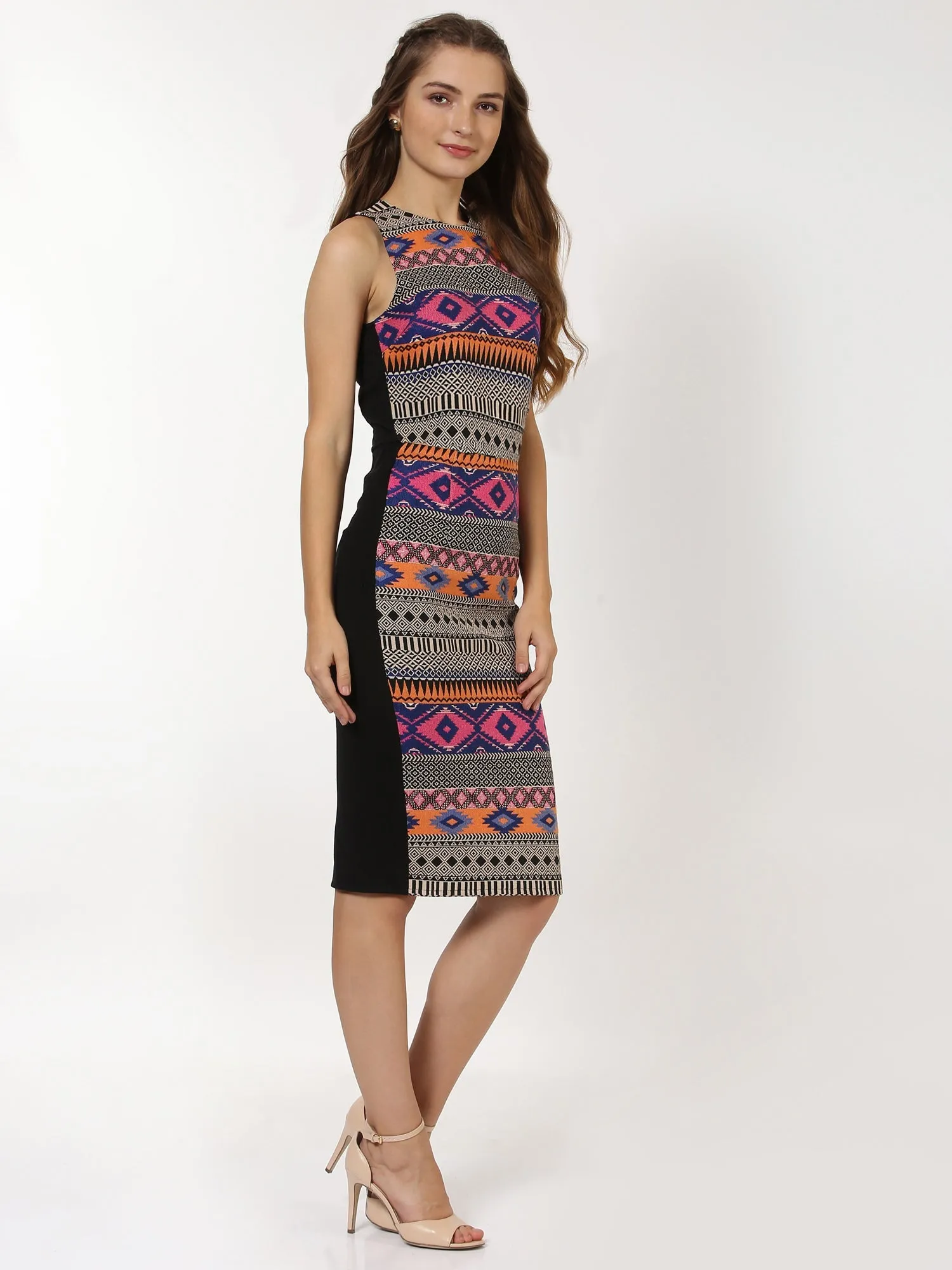 Multicolored Jacquard Bodycon Dress
