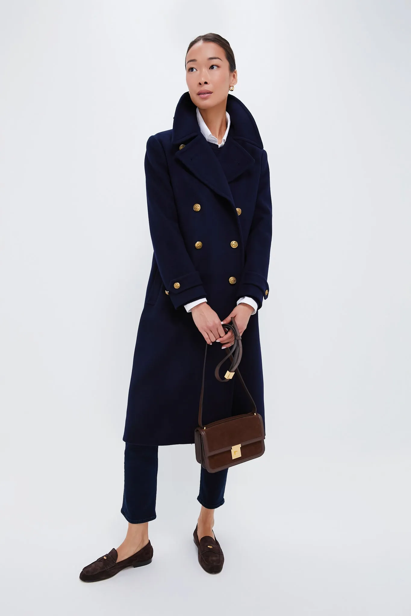 Navy Wool Melton Coat