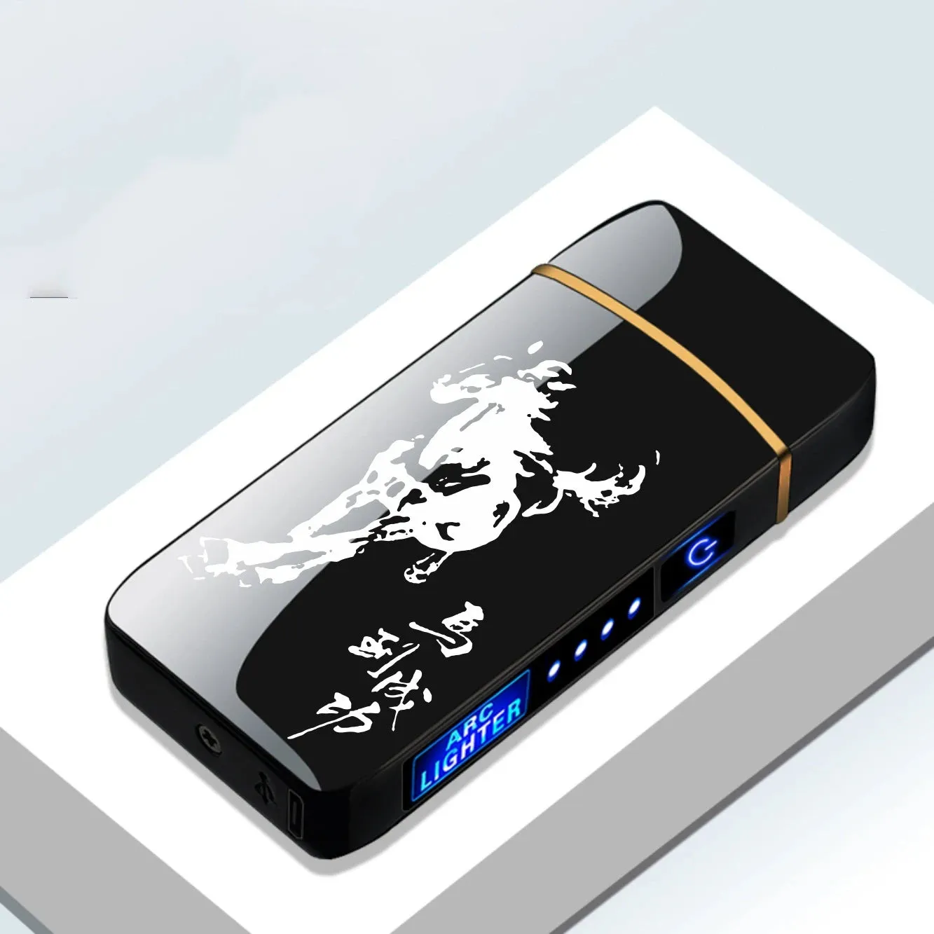 New Dual Arc Windproof Flameless Lighter With LED Power Display USB Touch Metal Plasma Lighter Portable Kitchen Outdoor Gadget