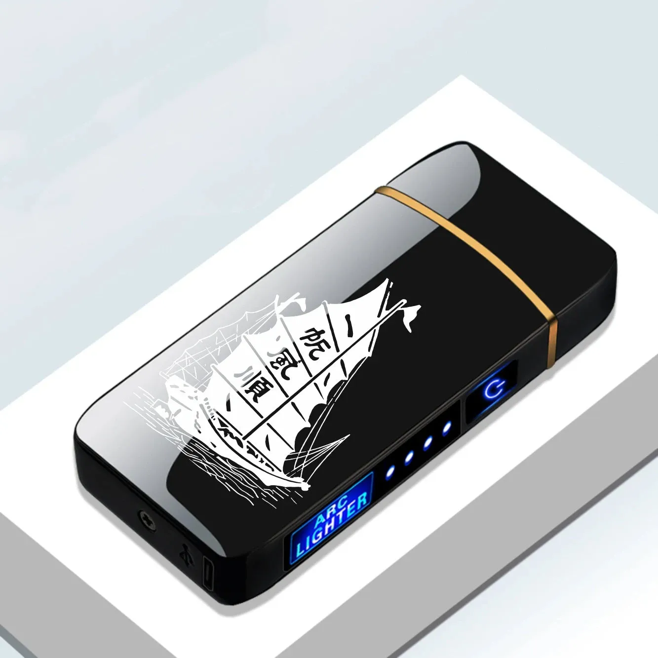 New Dual Arc Windproof Flameless Lighter With LED Power Display USB Touch Metal Plasma Lighter Portable Kitchen Outdoor Gadget