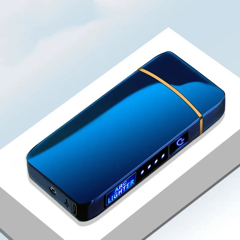 New Dual Arc Windproof Flameless Lighter With LED Power Display USB Touch Metal Plasma Lighter Portable Kitchen Outdoor Gadget