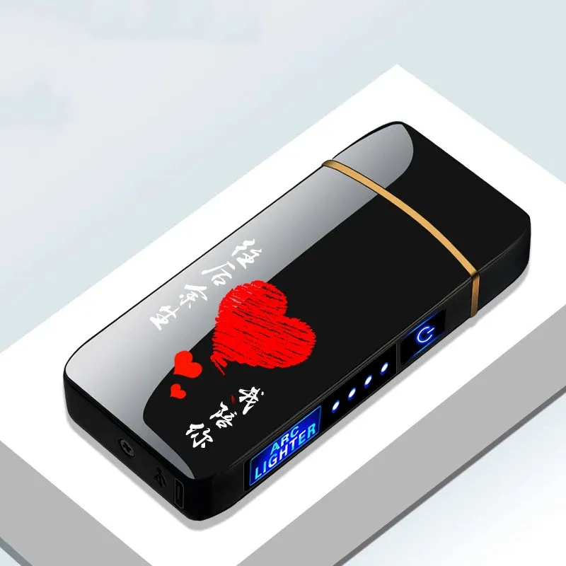 New Dual Arc Windproof Flameless Lighter With LED Power Display USB Touch Metal Plasma Lighter Portable Kitchen Outdoor Gadget