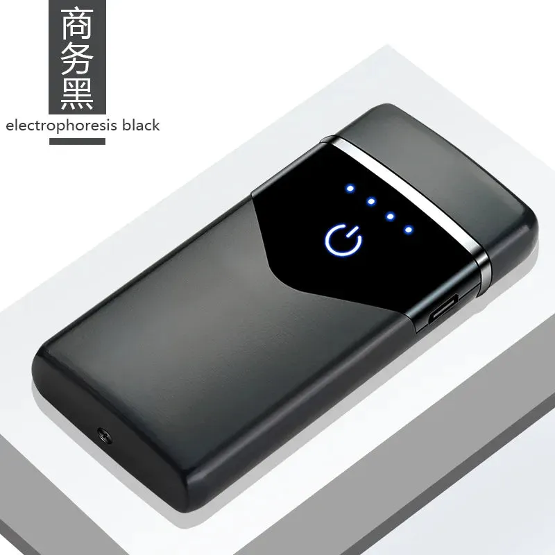 New Dual Arc Windproof Flameless Lighter With LED Power Display USB Touch Metal Plasma Lighter Portable Kitchen Outdoor Gadget