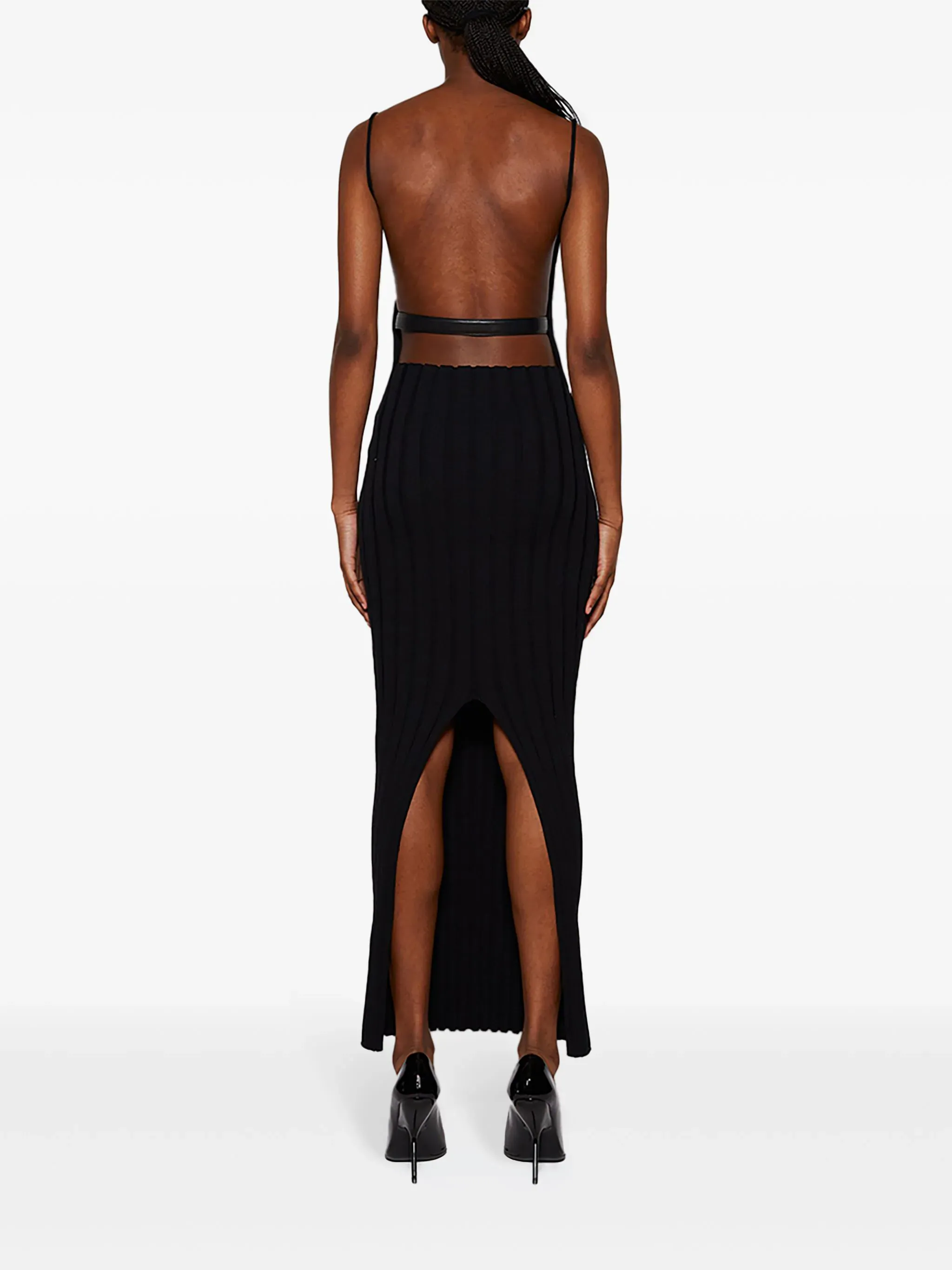 Ribbed Tank Dress With Leather Belt