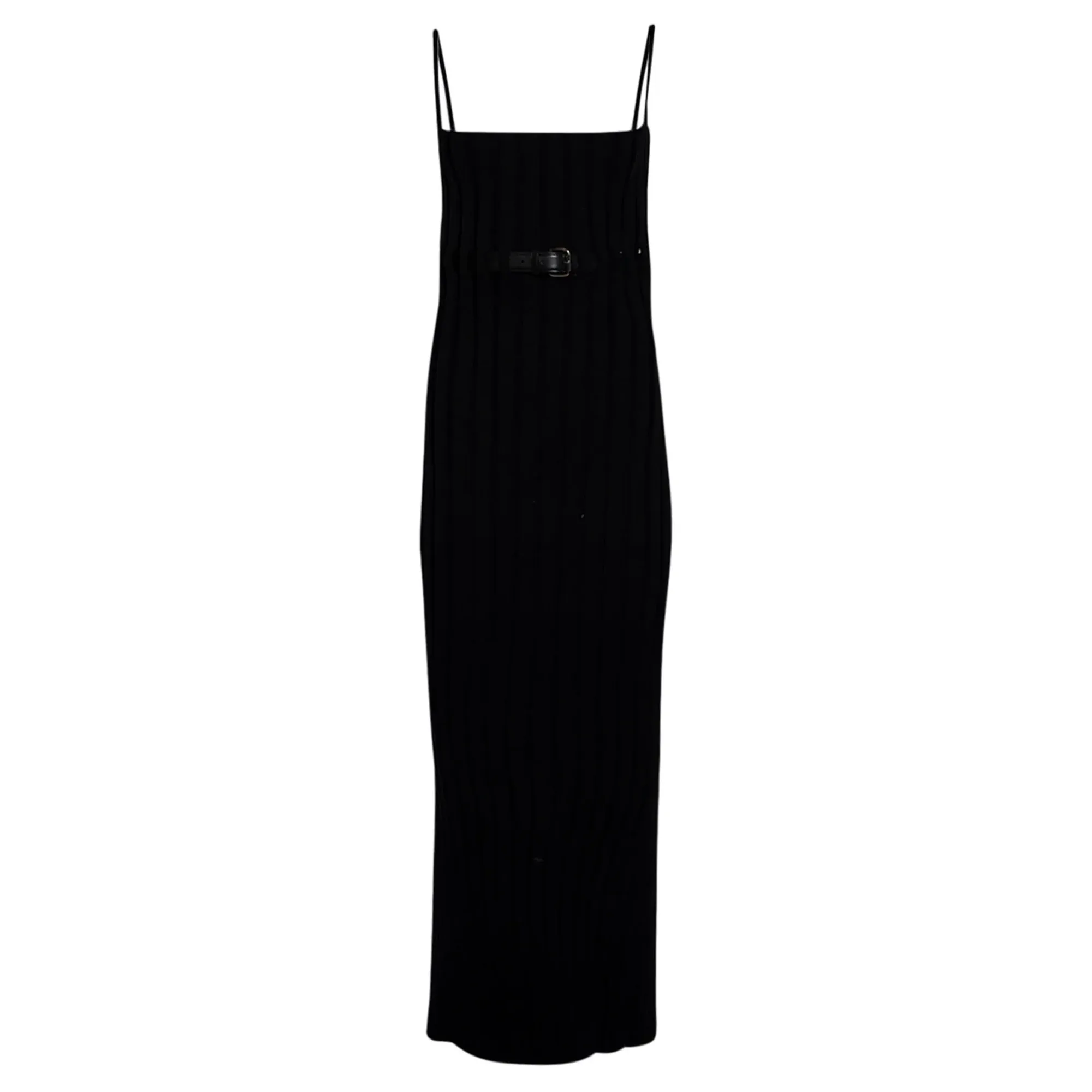 Ribbed Tank Dress With Leather Belt