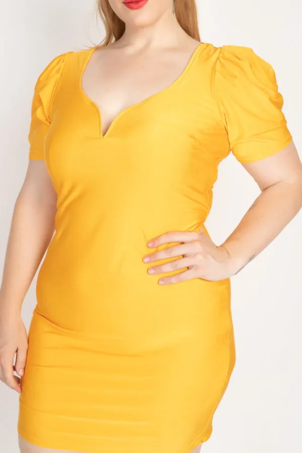 Satin Puff Sleeves Mini Dress
