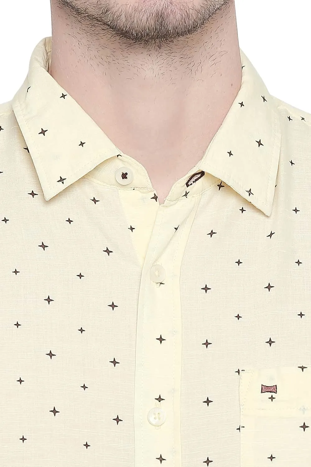 Slim Fit Cotton Linen Printed Shirt