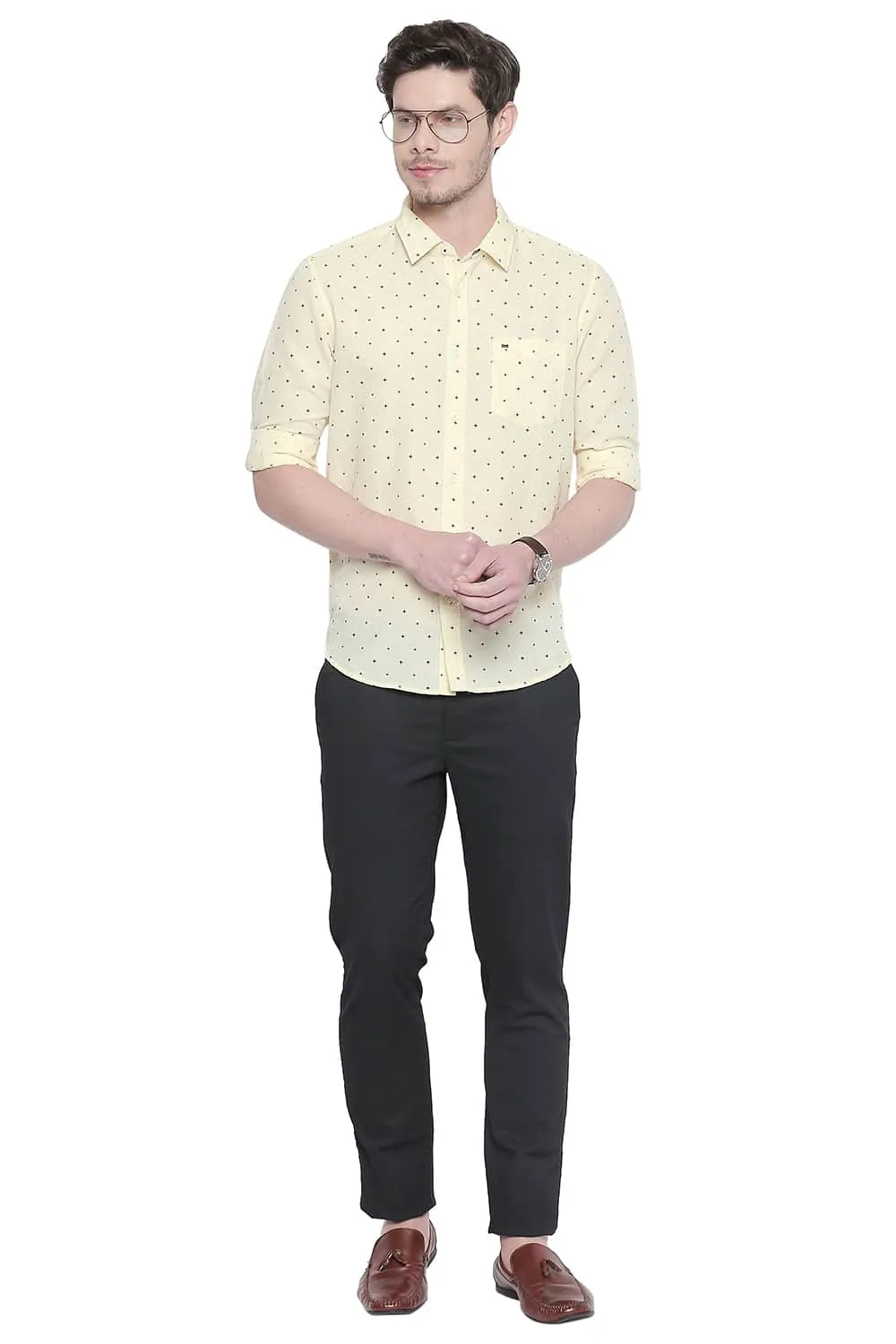 Slim Fit Cotton Linen Printed Shirt