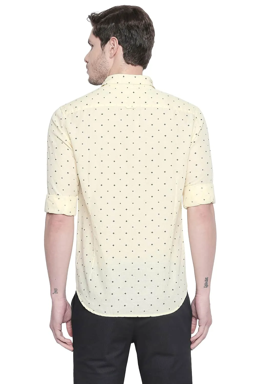 Slim Fit Cotton Linen Printed Shirt