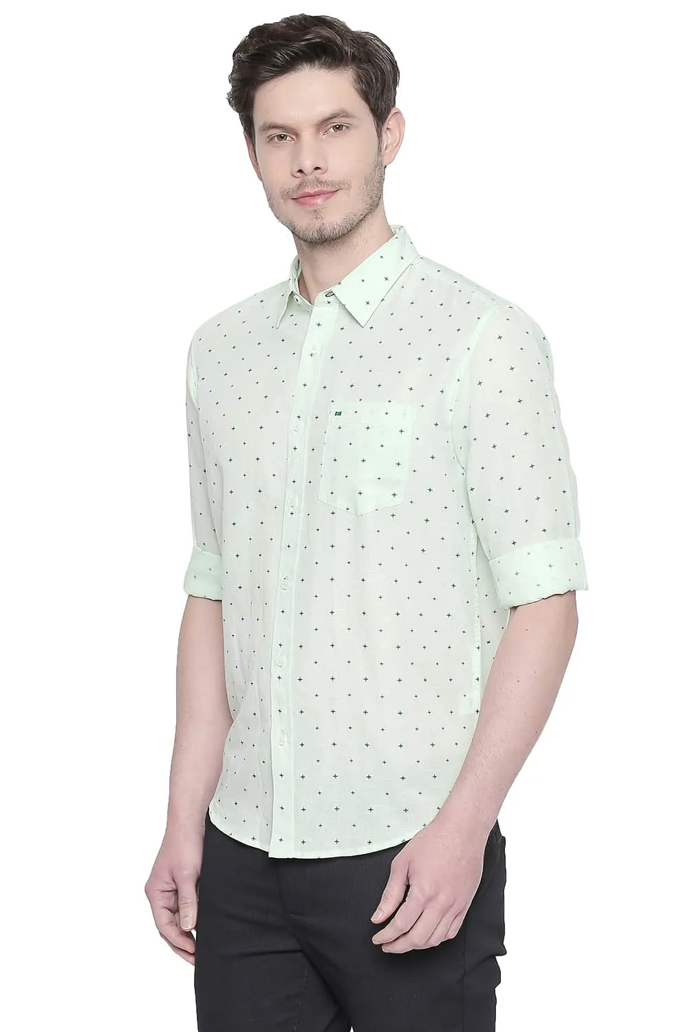 Slim Fit Cotton Linen Printed Shirt