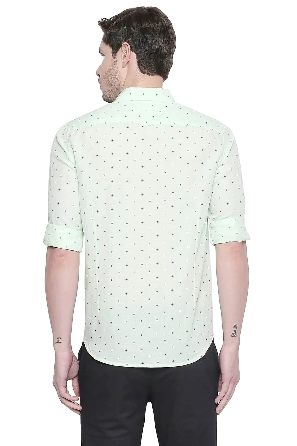 Slim Fit Cotton Linen Printed Shirt