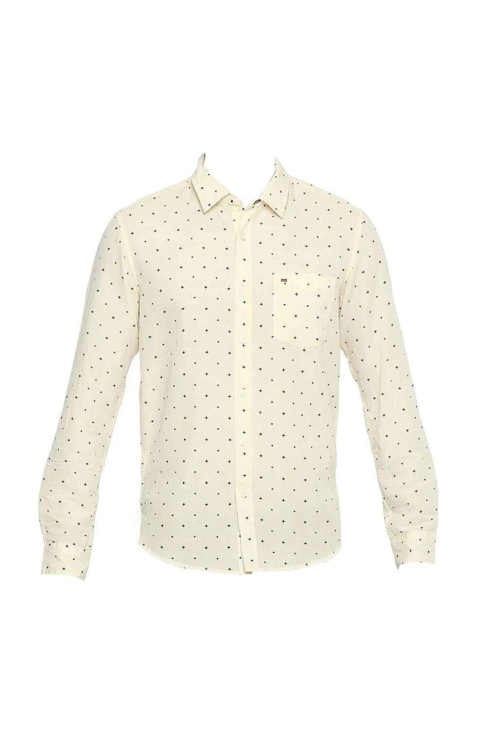 Slim Fit Cotton Linen Printed Shirt