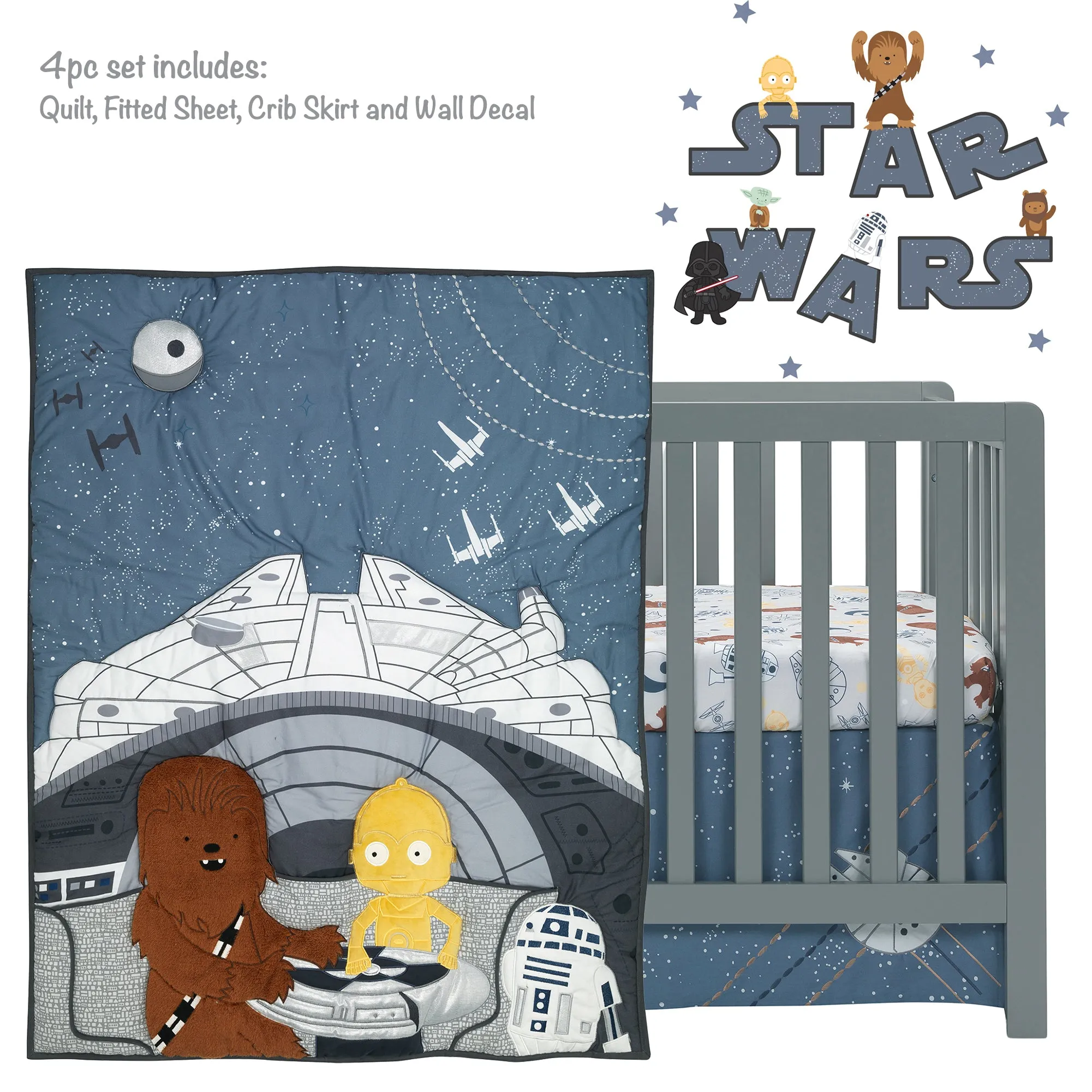 Star Wars Millennium Falcon 4-Piece Crib Bedding Set