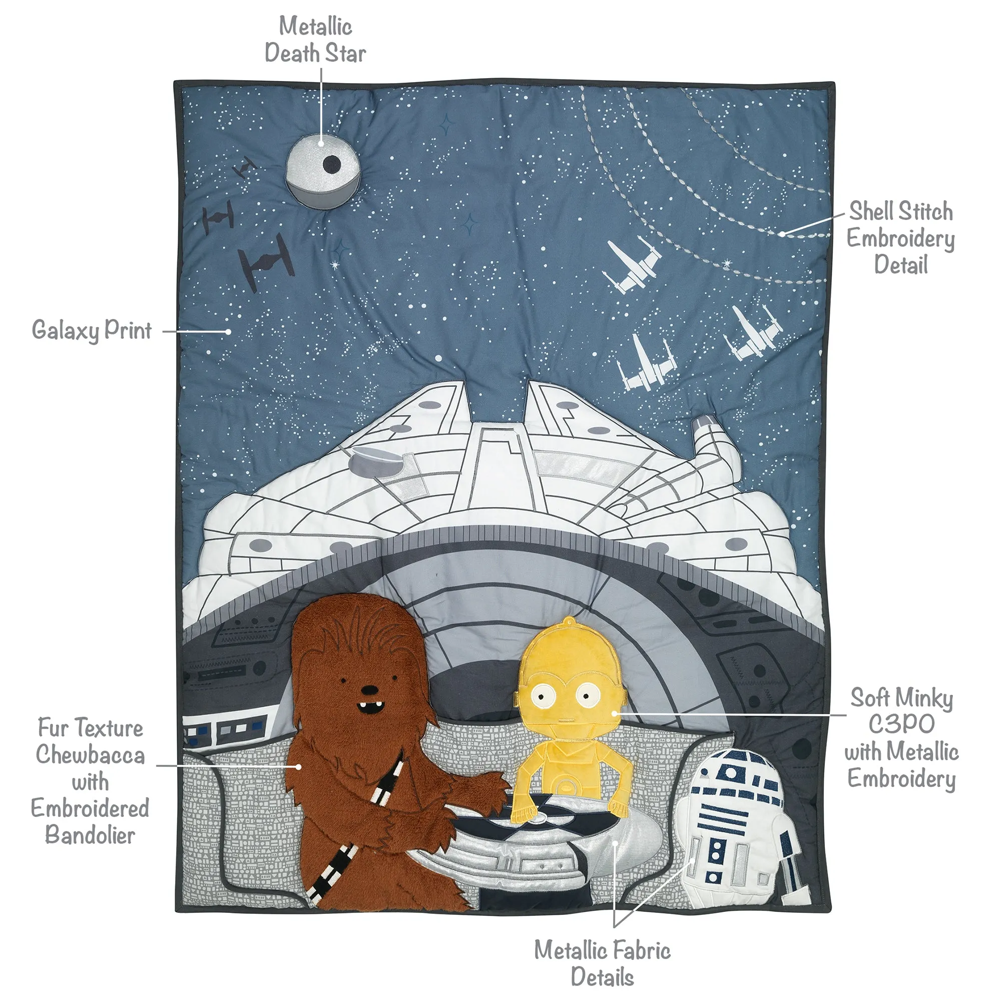 Star Wars Millennium Falcon 4-Piece Crib Bedding Set