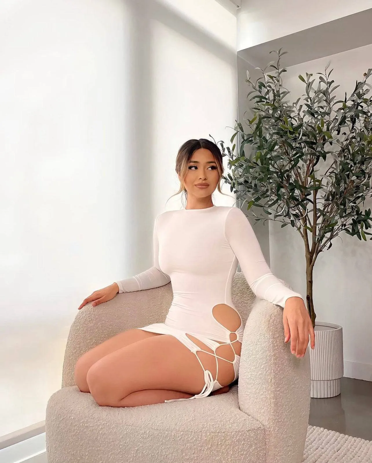 Stella White Long Sleeve Bodycon Mini Dress